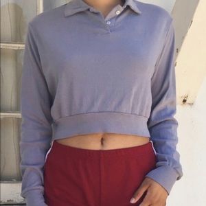 brandy melville cropped collared long sleeve